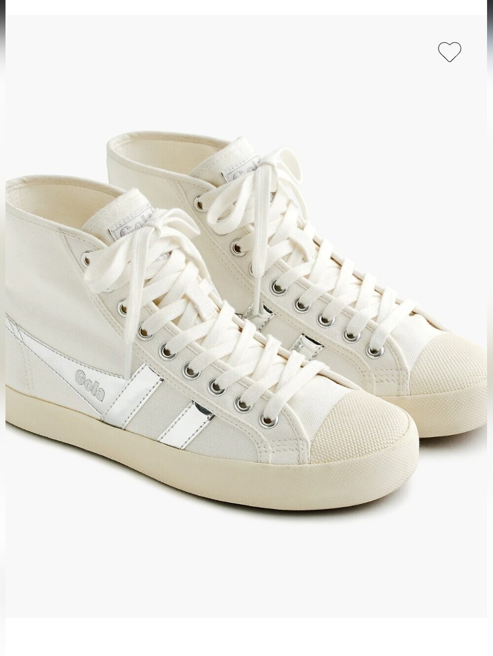 J.Crew x Gola Coaster High-Top Sneakers White Silver Canvas Size 7
